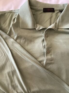 MENS Divots Long Sleeve Polo Golf 1/4 Button Down Collar Lt. Green Size Large